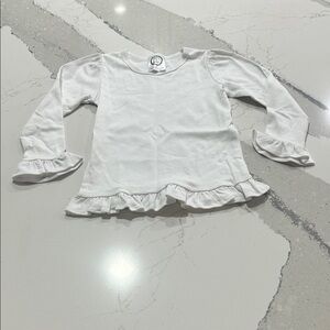 Elegant White Ruffle Long Sleeve Kids Top